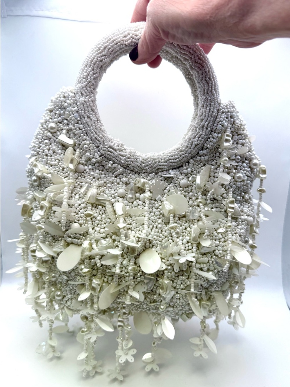 Viral 💕 Beaded Hand Crafter Tote Bag - Made in India - Bridal or Summer looks - Picture 2 of 4